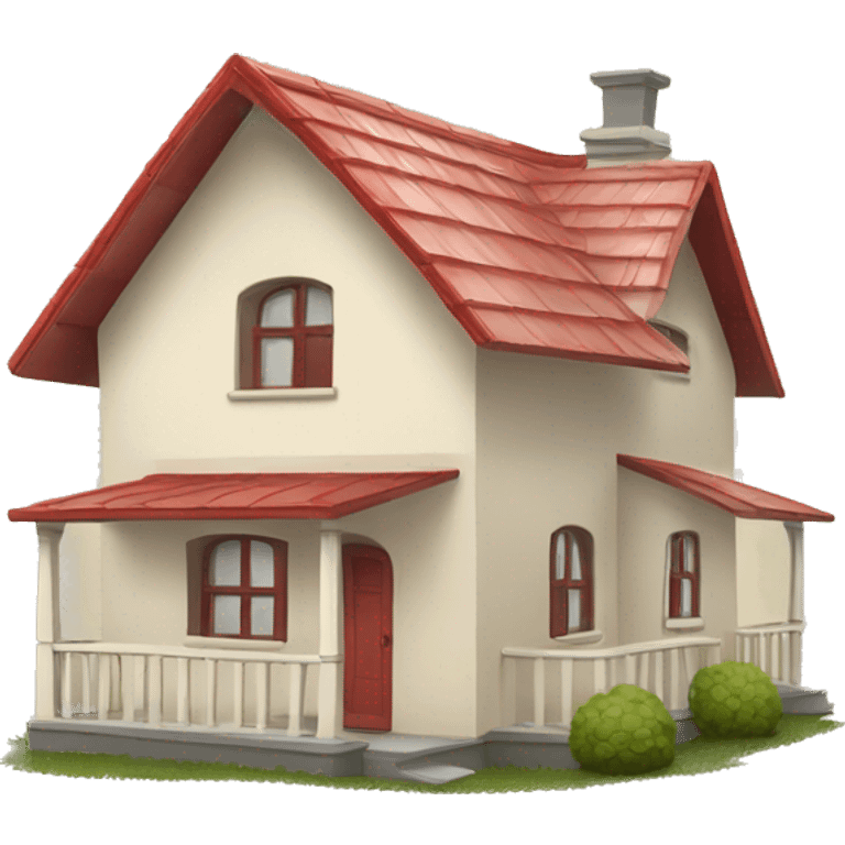 cute cartoon like simple house with cream siding and red roof emoji