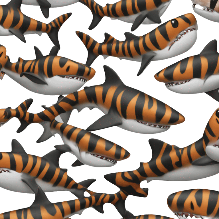 Shark with Tiger stripes, Black and orange emoji