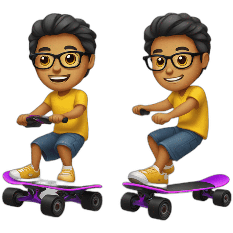 Pilipino guy with glasses riding electric skateboard emoji