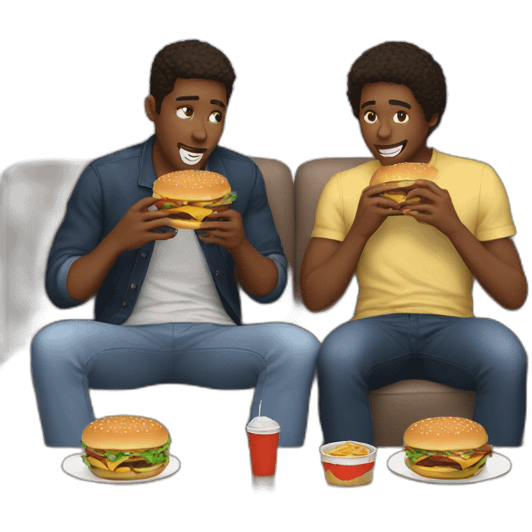 friends eating burgers emoji