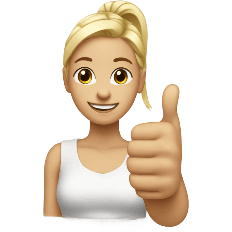 a girl with blonde ponytail thumbs up   emoji