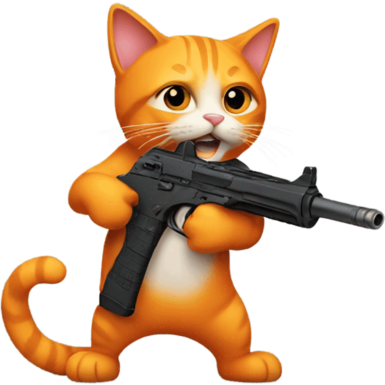 Orange cat with gun emoji