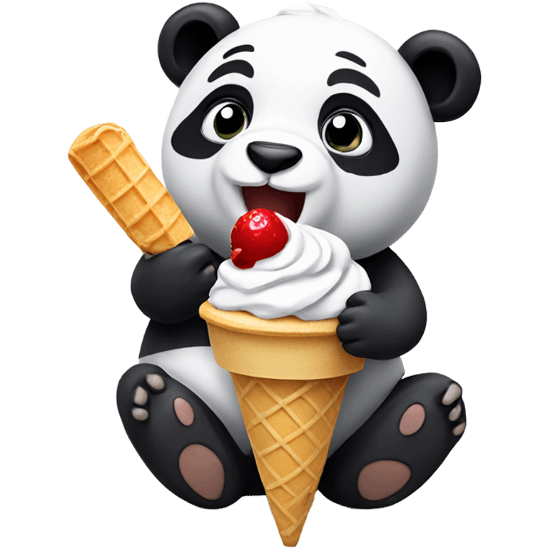 Panda eating ice cream emoji