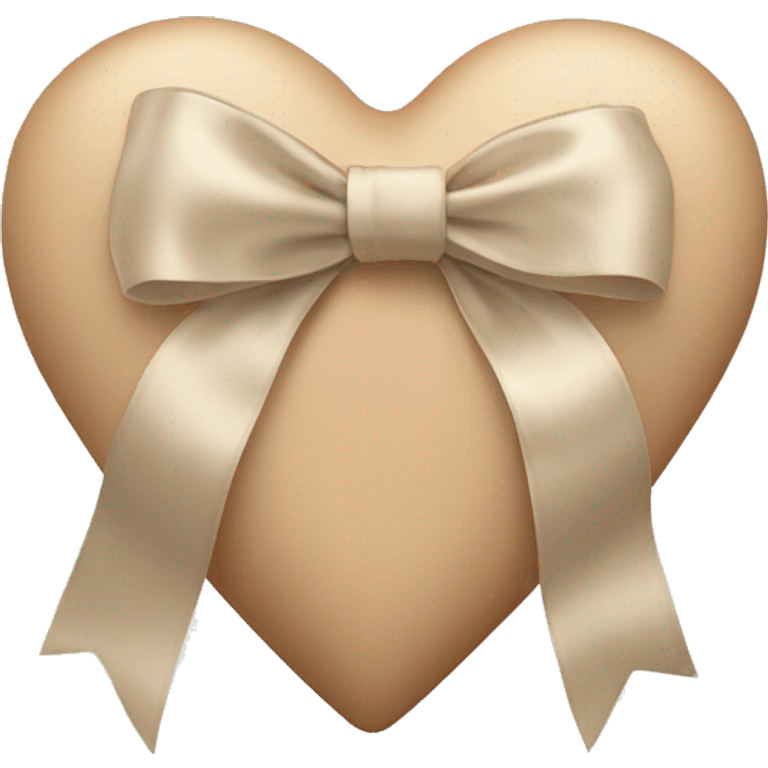 beige heart with beige satin bow emoji