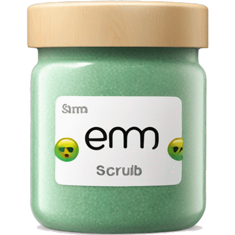 body scrub pot with label emoji