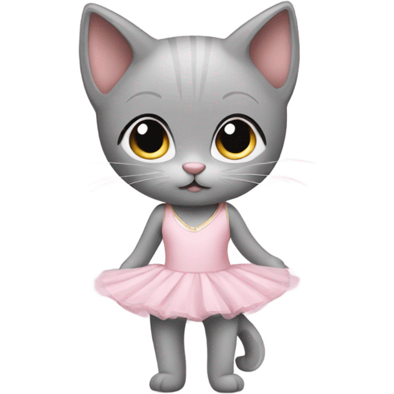 Grey kitten in a soft pink ballet dress emoji