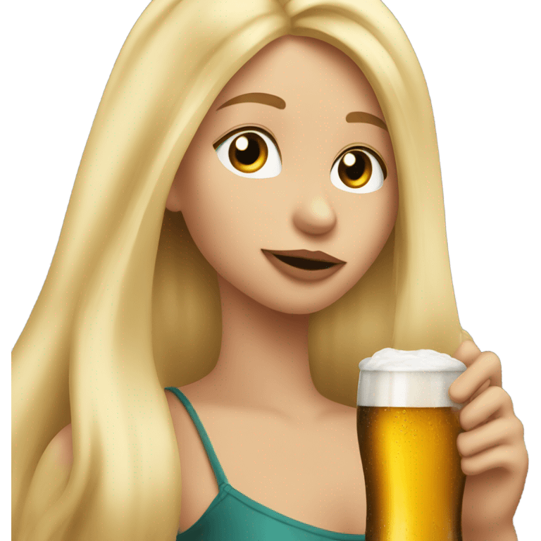 long blonde hair girl drinking beer emoji