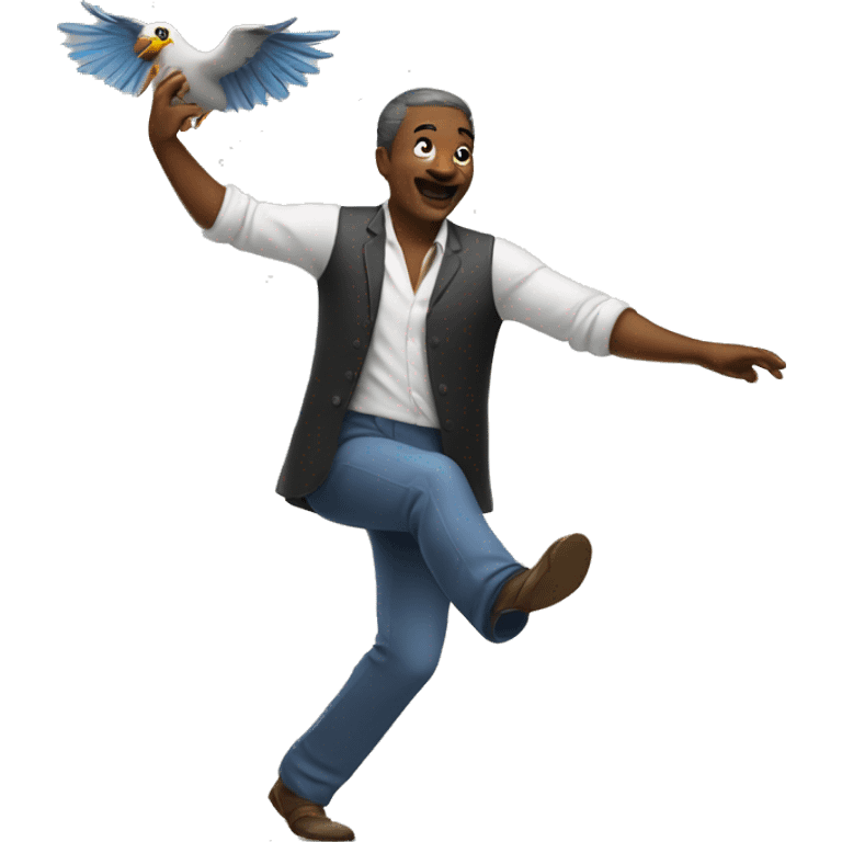 Man dancing with bird  emoji