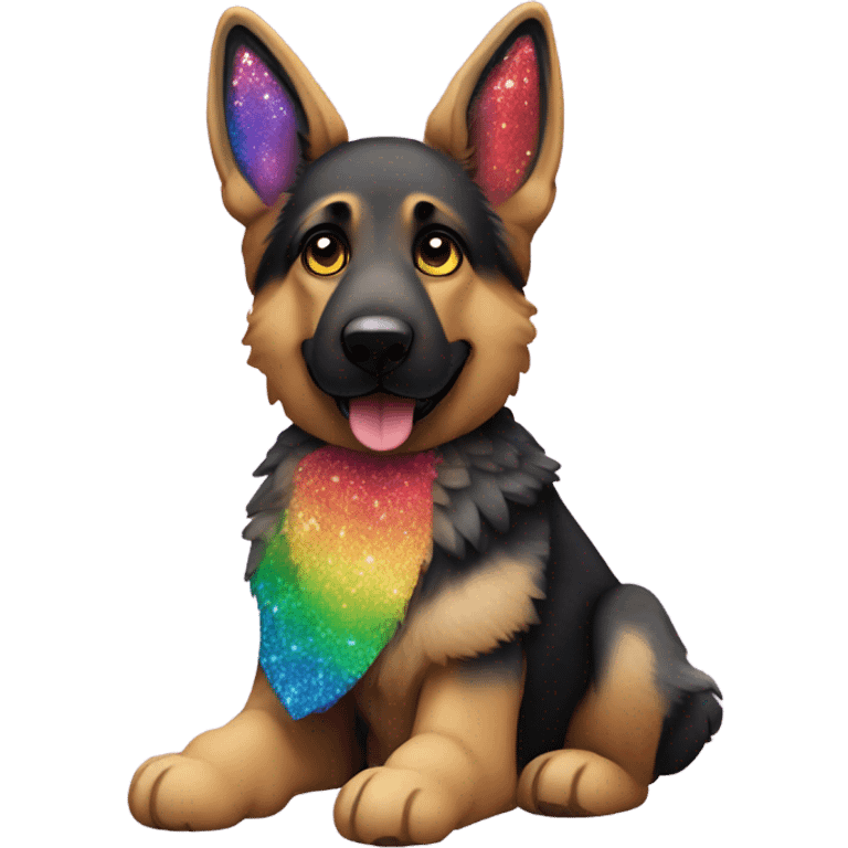 German shepherd with black and rainbow glitter fur emoji