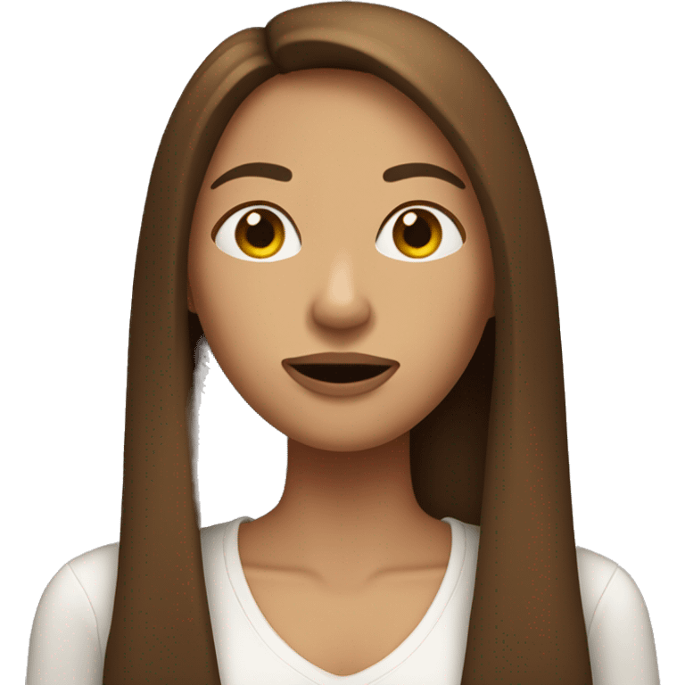 Emoji brown-haired woman with long straight hair with her index in front of her mouth,  emoji