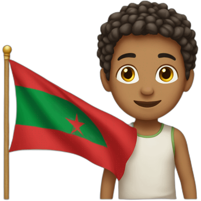 A Boy has a flag From Morocco emoji