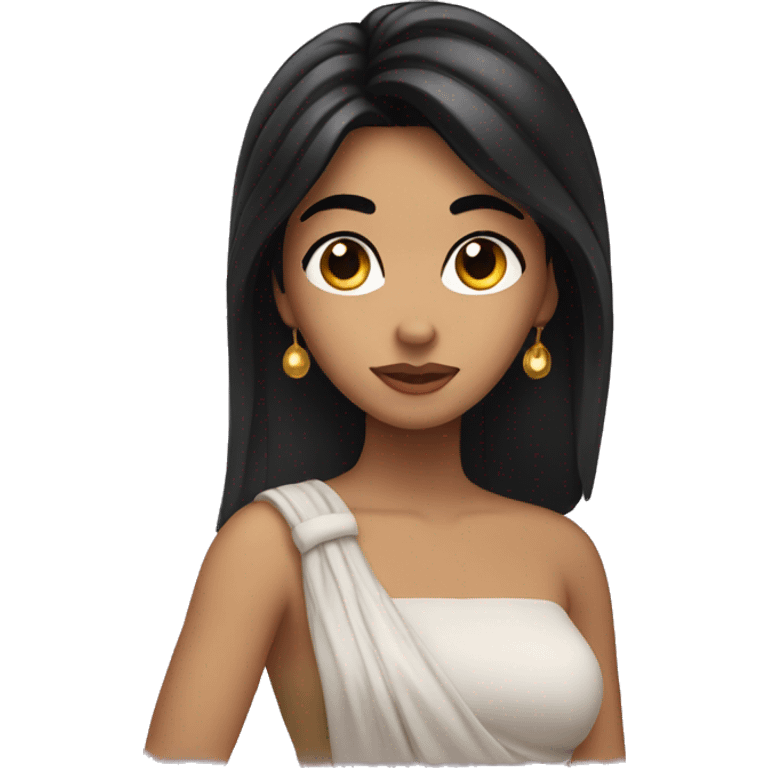 greek girl with black hair blowing kiss emoji