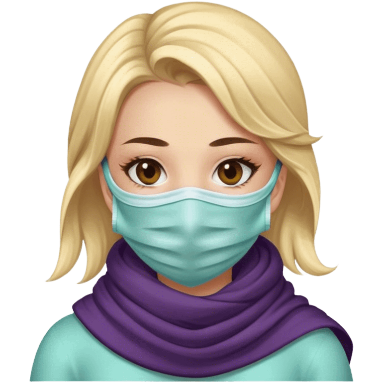 girl with scarf and mask emoji