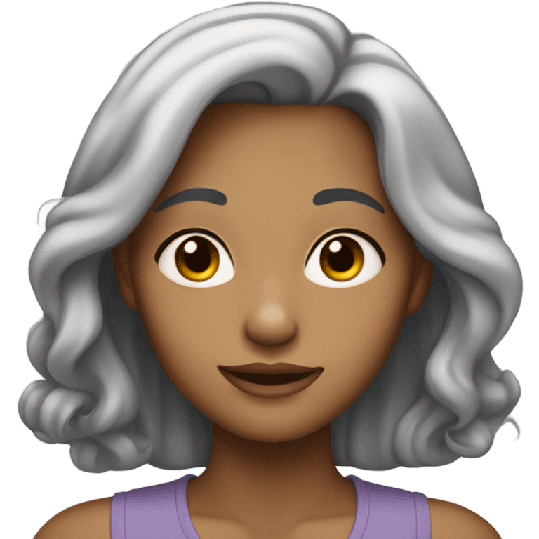 Girl with light tan skin and grey ha emoji