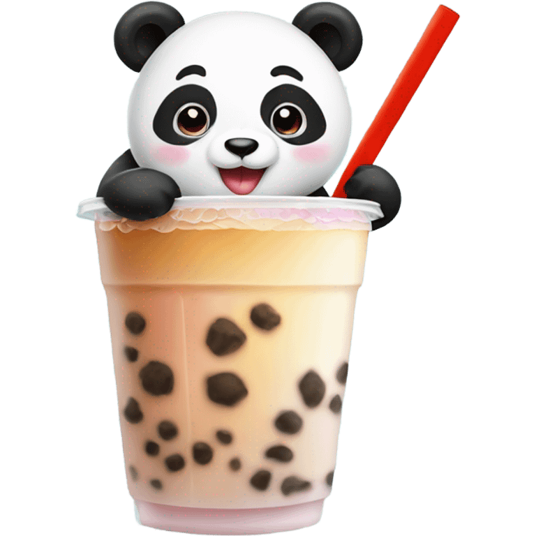 Panda drinking bubble tea emoji