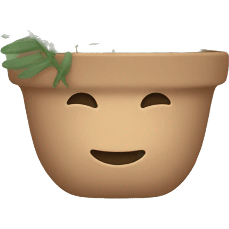 there is a pot in pastel brown flowers and a fern in it emoji