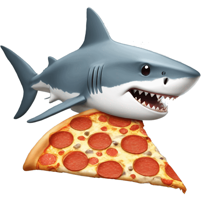 Shark wearing tank top eating pizza emoji