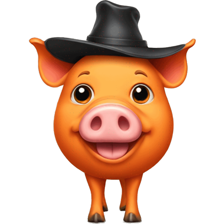 Orange pig wearing tall hat emoji