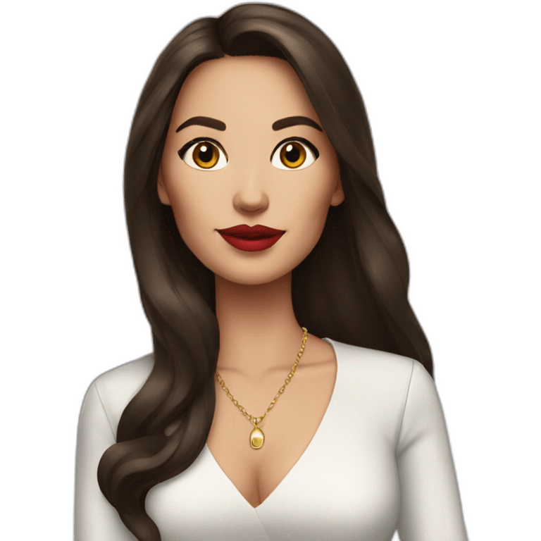 Brunette woman with long hair, painted lips, secretary and big earrings emoji