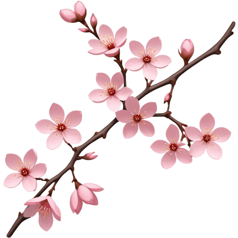 Cinematic Realistic Sakura Flowers on a Branch, depicted as delicate, soft pink blossoms gracefully adorning a slender, gently twisted branch, illuminated by subtle, warm natural light that accentuates their ethereal beauty and transient charm, poetic spring scene emoji