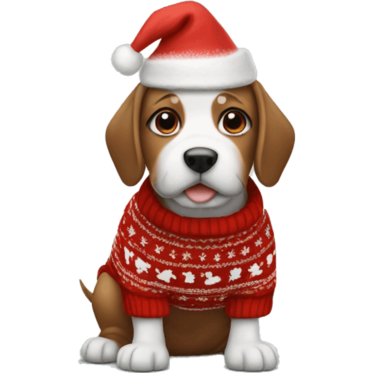 Dog wearing Christmas sweater emoji