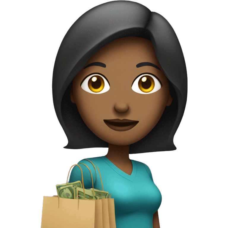 mom with a shopping bag with money symbol eyes emoji