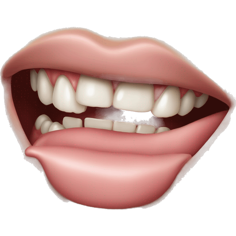 sticking out tounge with teeth, hyperrealistic emoji