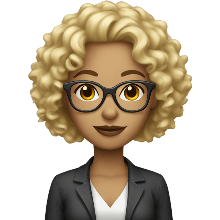 Blonde curly hair glasses woman emoji