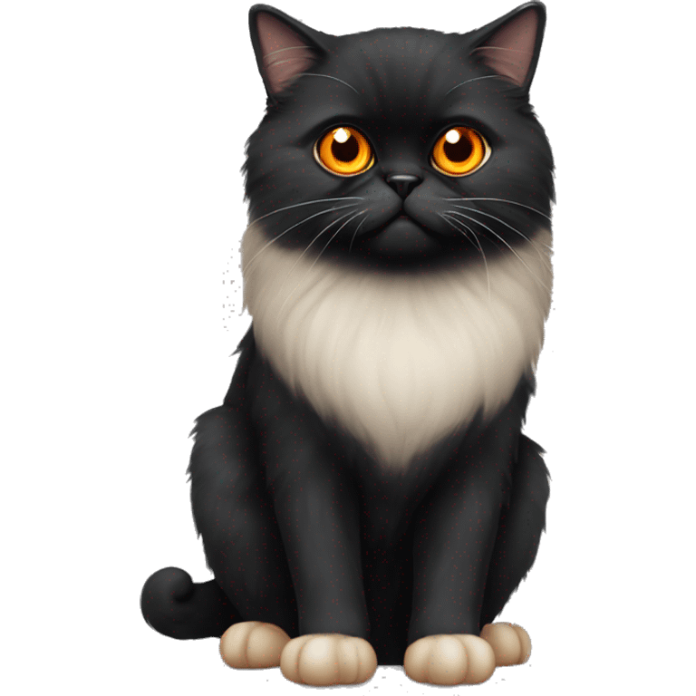 Black persian cat with orange eyes emoji