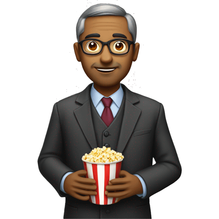 Indian college professor with a wine glass and popcorn emoji