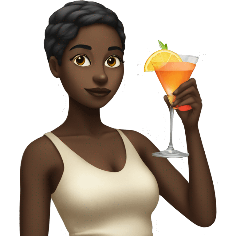 Black girl drinking cocktail emoji