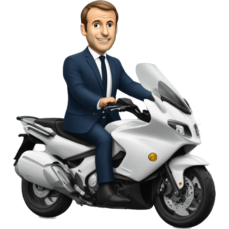 Macron sur une moto emoji