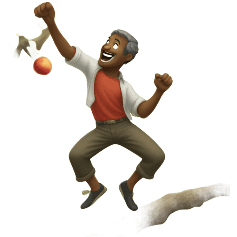 Guy dancing and picking fruit emoji