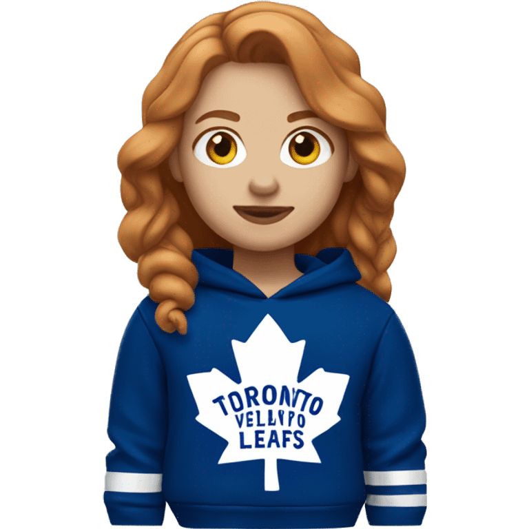 ginger girl wearing toronto maple leafs hoodie emoji