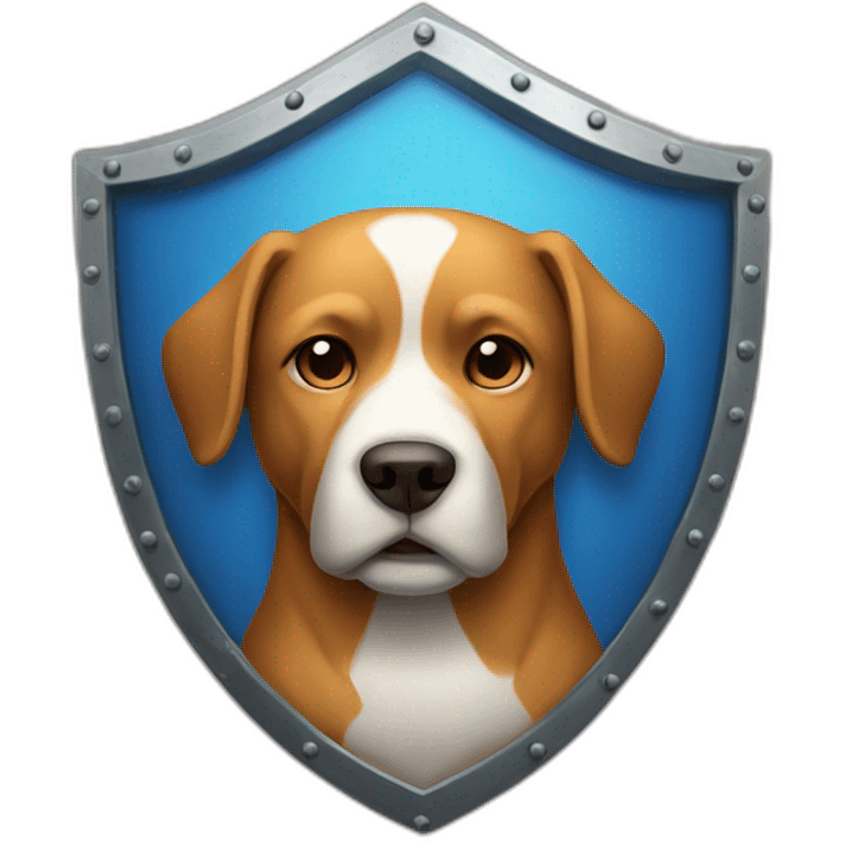 dog defend by big shield emoji