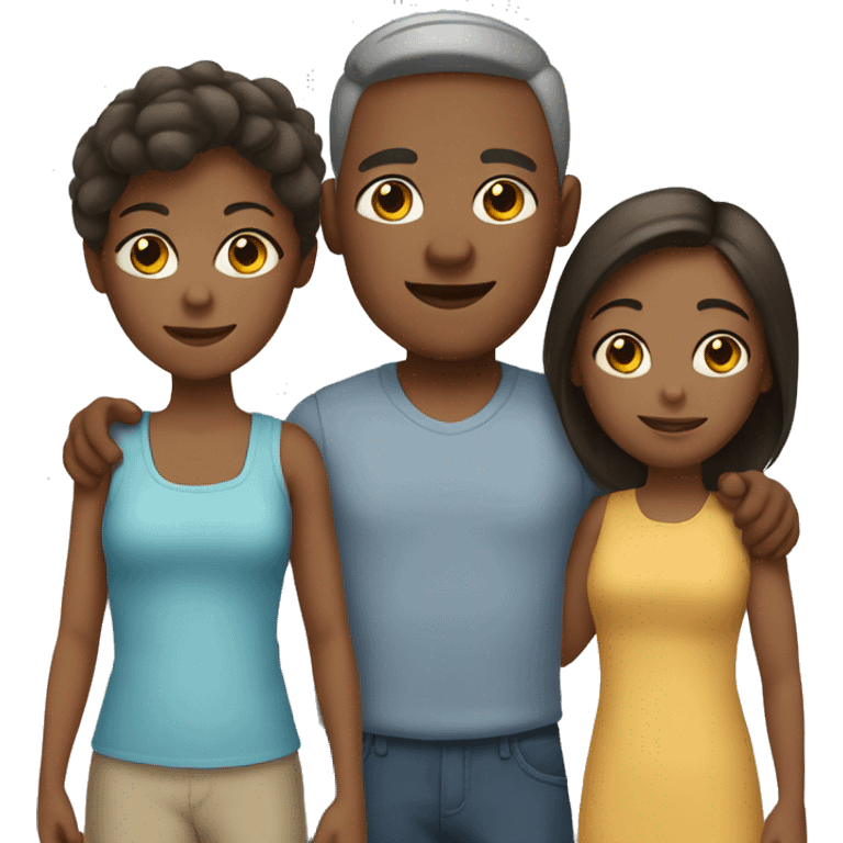 family of four where all family members have a unique skin tone and gender emoji