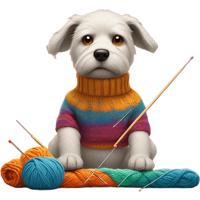 Dog knitting a sweater  emoji