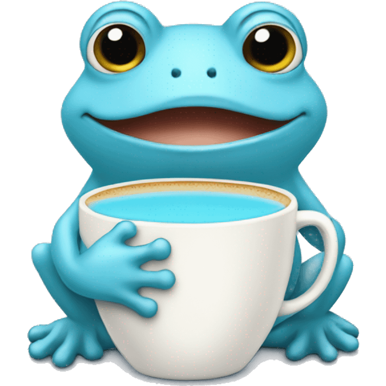 baby blue frog wearing a suit sipping a latte emoji