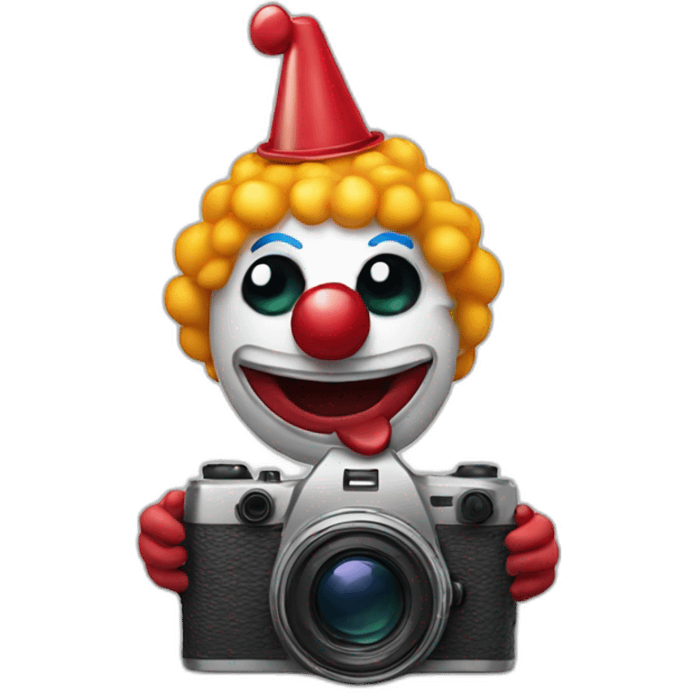 Clown face with a camera emoji