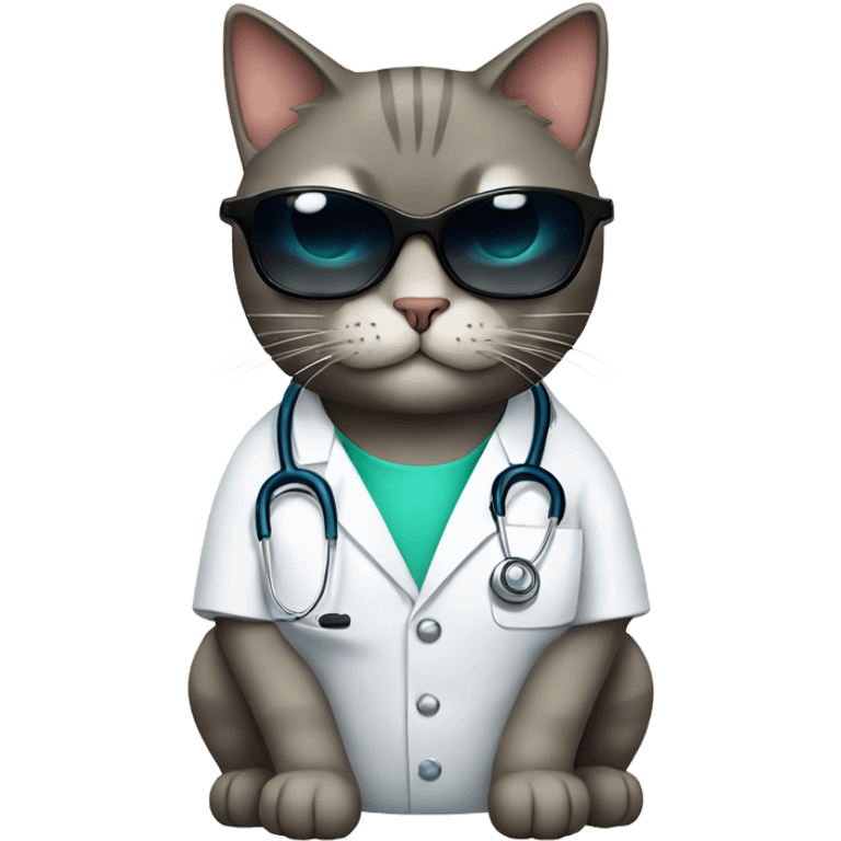 doctor cat wearing black sunglasses emoji