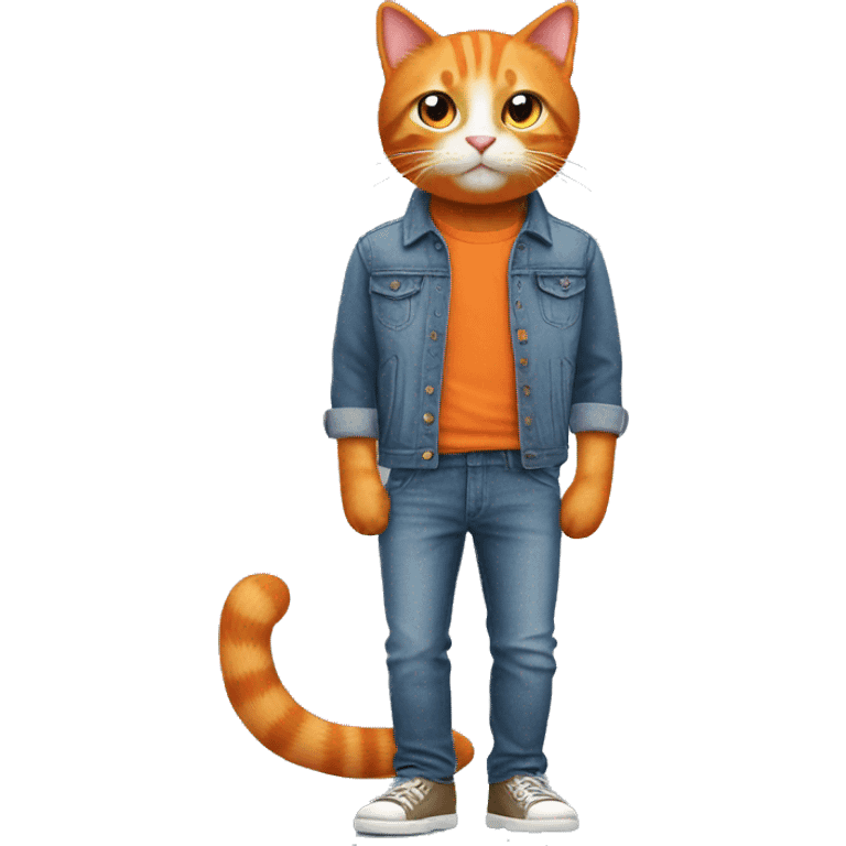 Orange cat wearing pants jeans  emoji