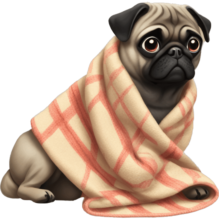 A pug wearing a blanket  emoji