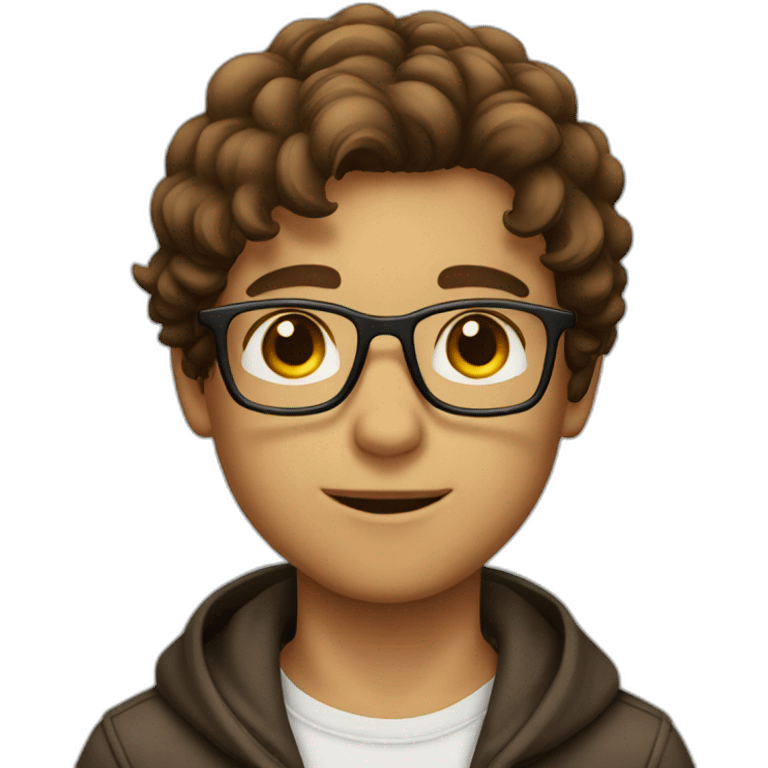 boy with glasses, hair brown, eyes brown, 30 years emoji