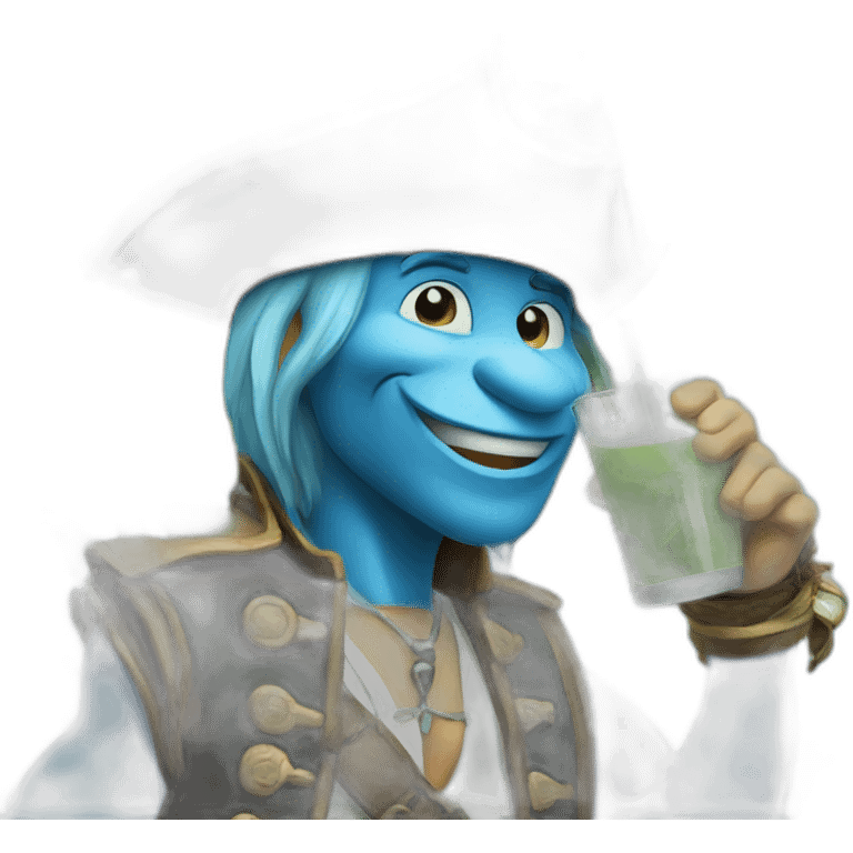 smurf pirate drinking mojito emoji