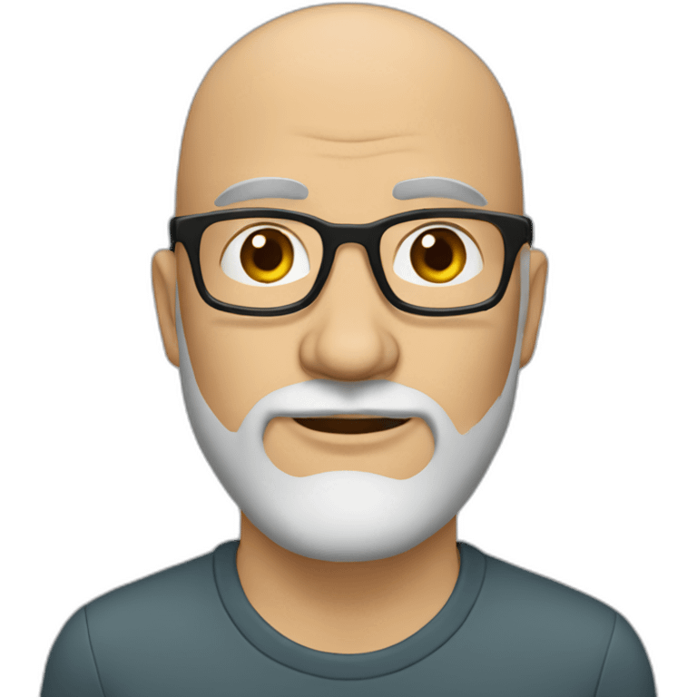 Almost bald dark-haired 40 year old man with beard and glasses emoji