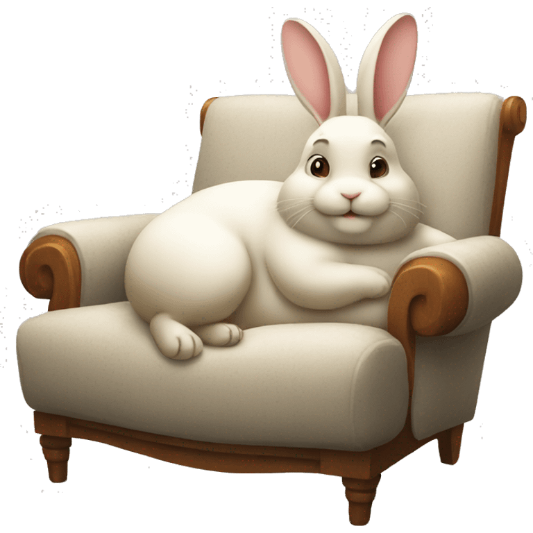 fat rabbit relaxing on a chair emoji