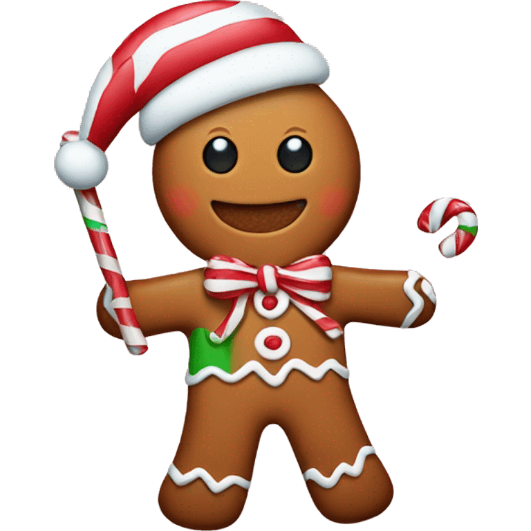 gingerbread man holding candy cane emoji