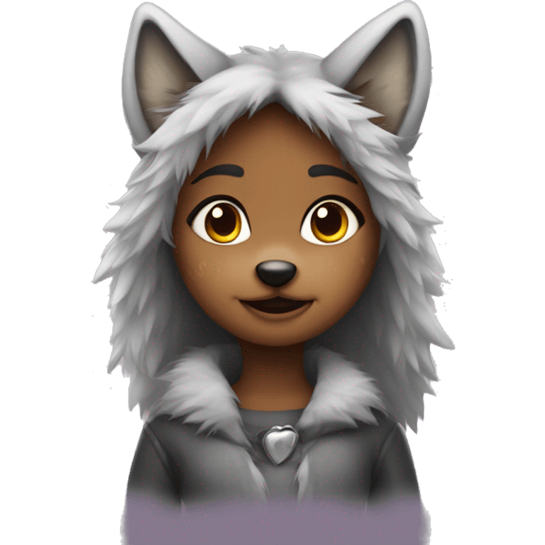 furry girl dressed as a cute wolf
 emoji