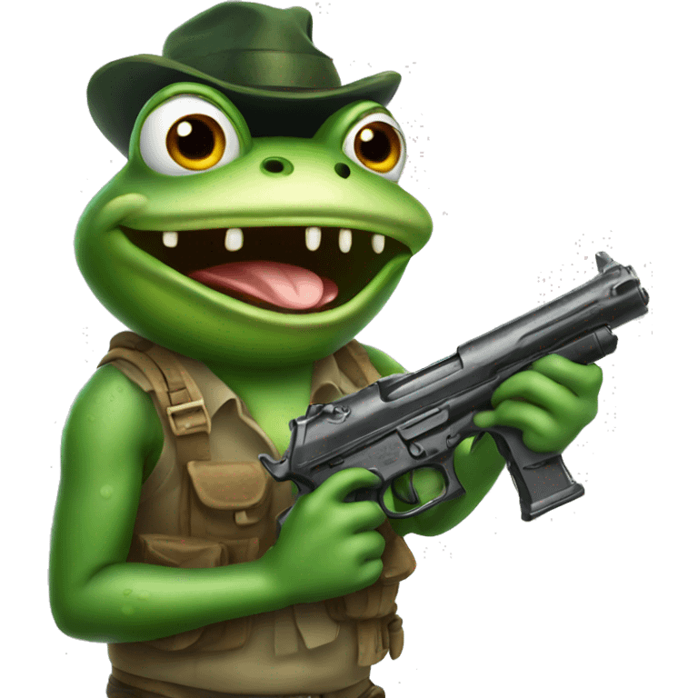 Frog with gun emoji