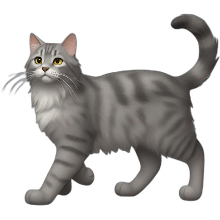 grey norweigian forest cat walking profile emoji